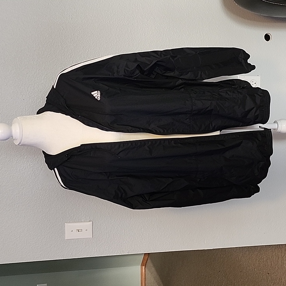 🥇Host Pick🥇Adidas Full Zip Hooded Windbreaker Men's Size 2XL Black Side